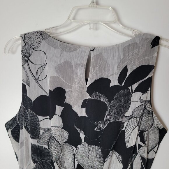 J.B.S.  Womens Floral Sleeveless Tea Lenght Dress Size M Black & Gray - Picture 7 of 11